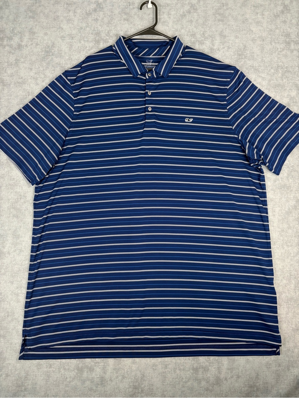 Vineyard Vines Performance Polo Shirt Men 2XL Blue Striped Stretch Golf